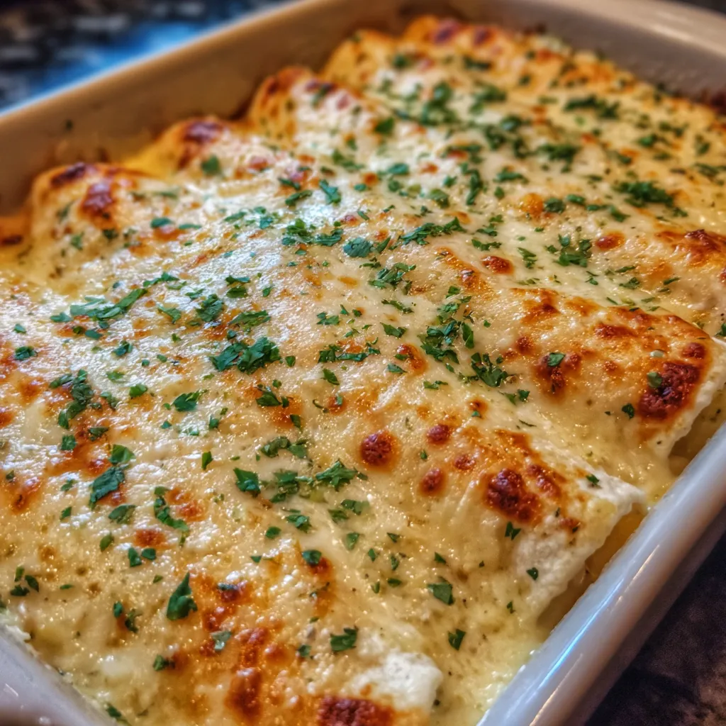 Cheesy white chicken enchiladas casserole