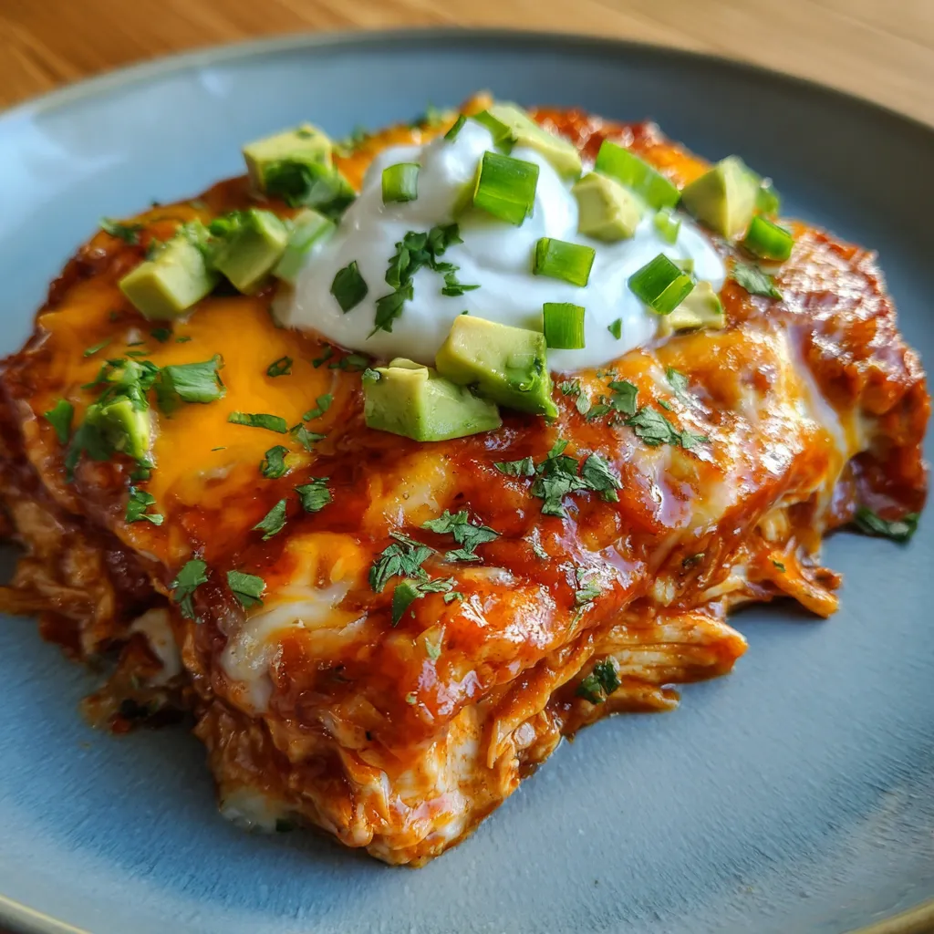 Crockpot chicken enchilada casserole