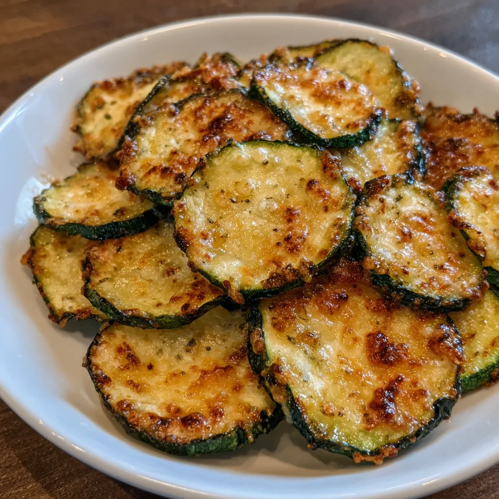 Parmesan zucchini chips close-up
