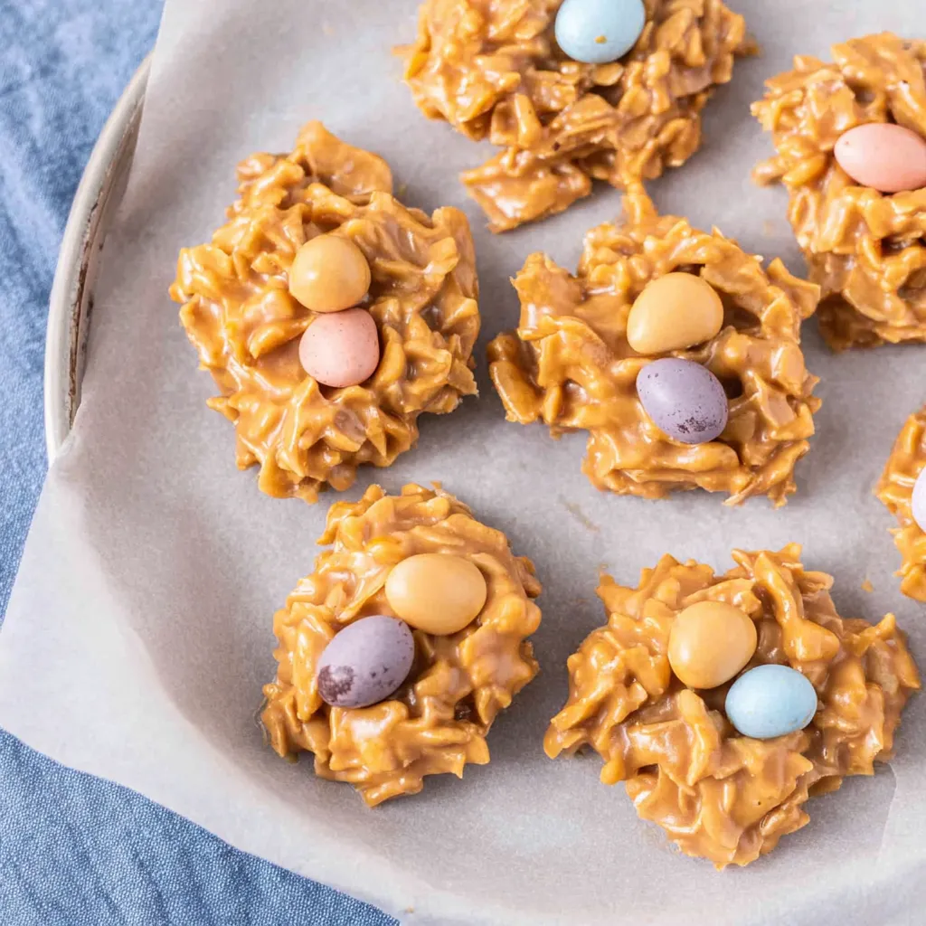 Haystacks with Easter candy eggs