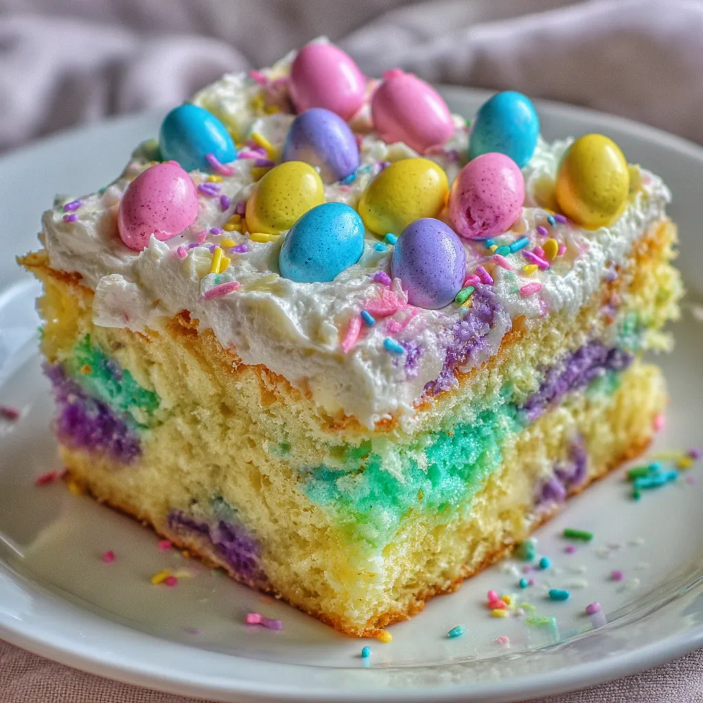 Poke cake in baking dish
