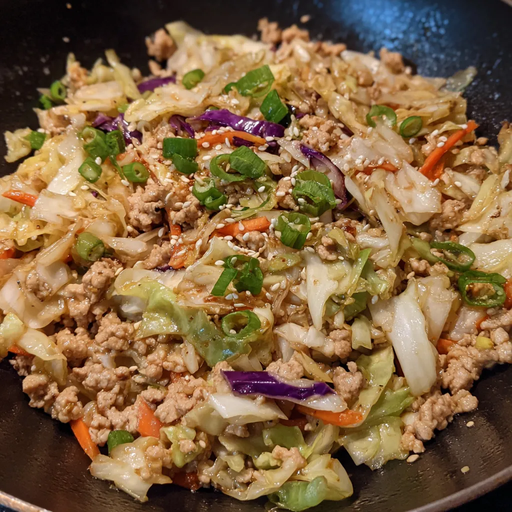 Egg roll bowl close-up