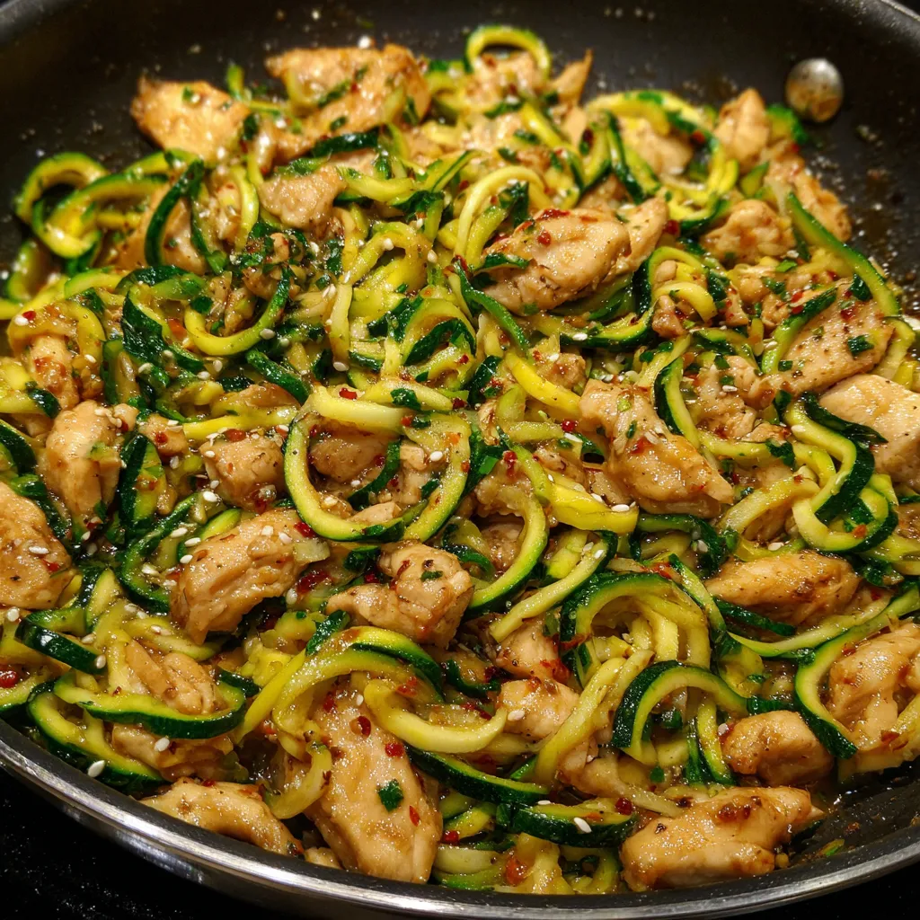 Garlic chicken zucchini noodles