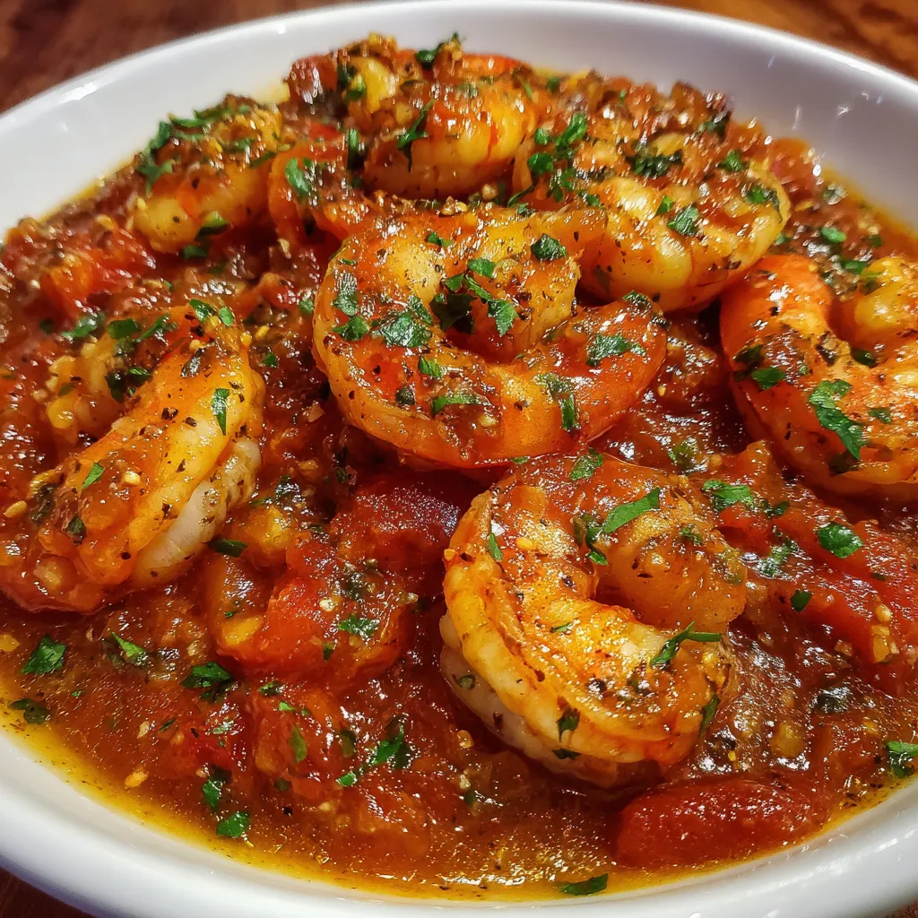 Shrimp tomato sauce close-up