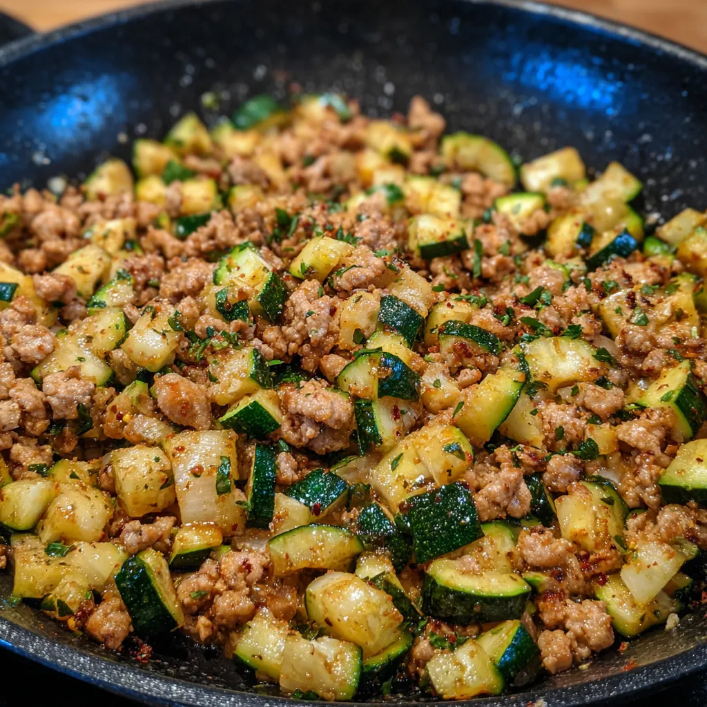 Ground turkey zucchini skillet