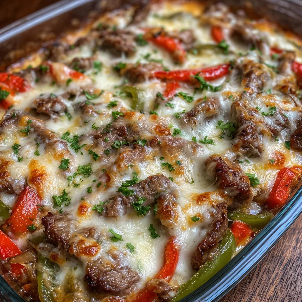 Low carb philly cheesesteak casserole