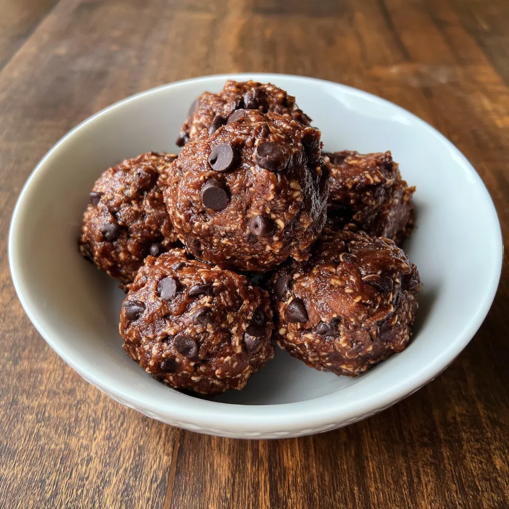 Brownie protein bites stacked