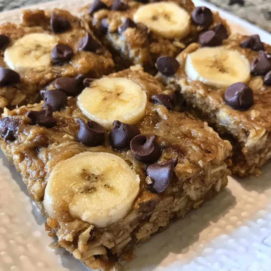 Banana oat bars close-up