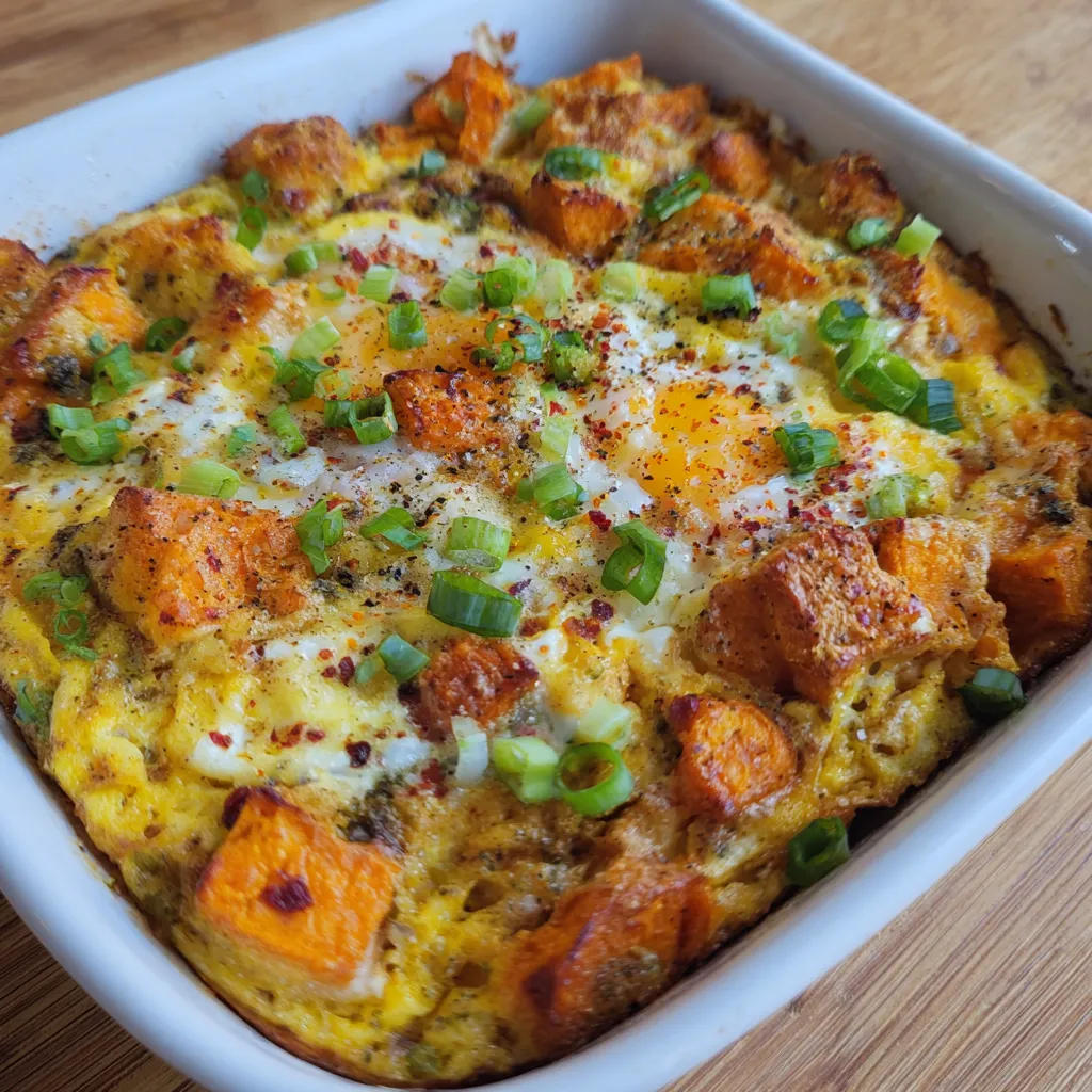 Sweet potato egg bake close-up