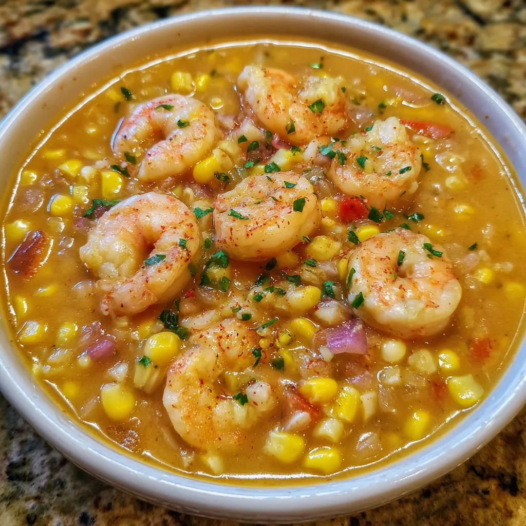 Seafood corn soup close-up