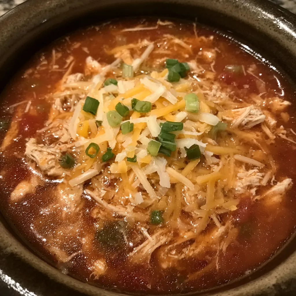 Chicken tortilla soup close-up