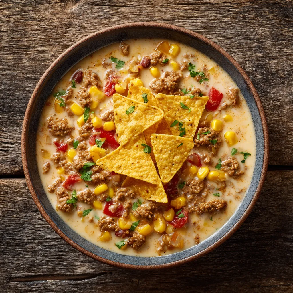 Nacho soup close-up