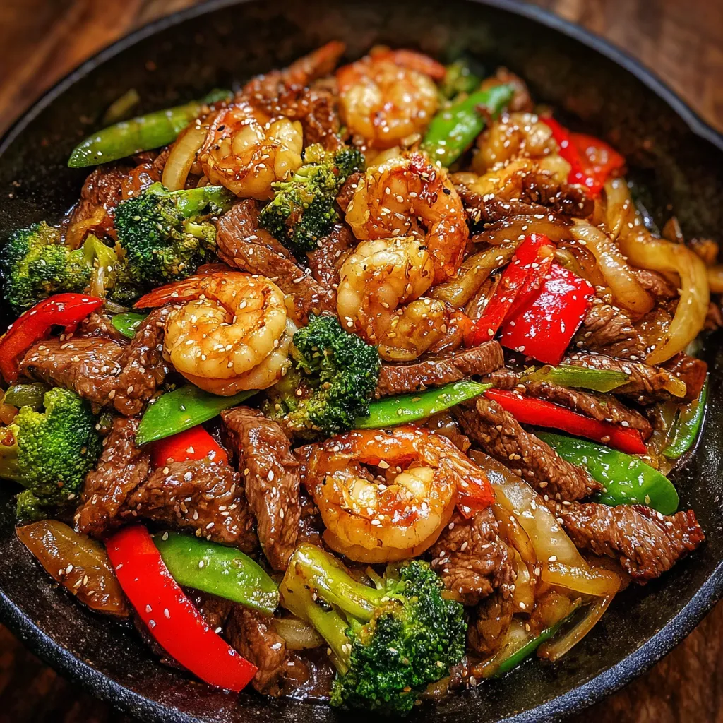 Steak and shrimp stir fry