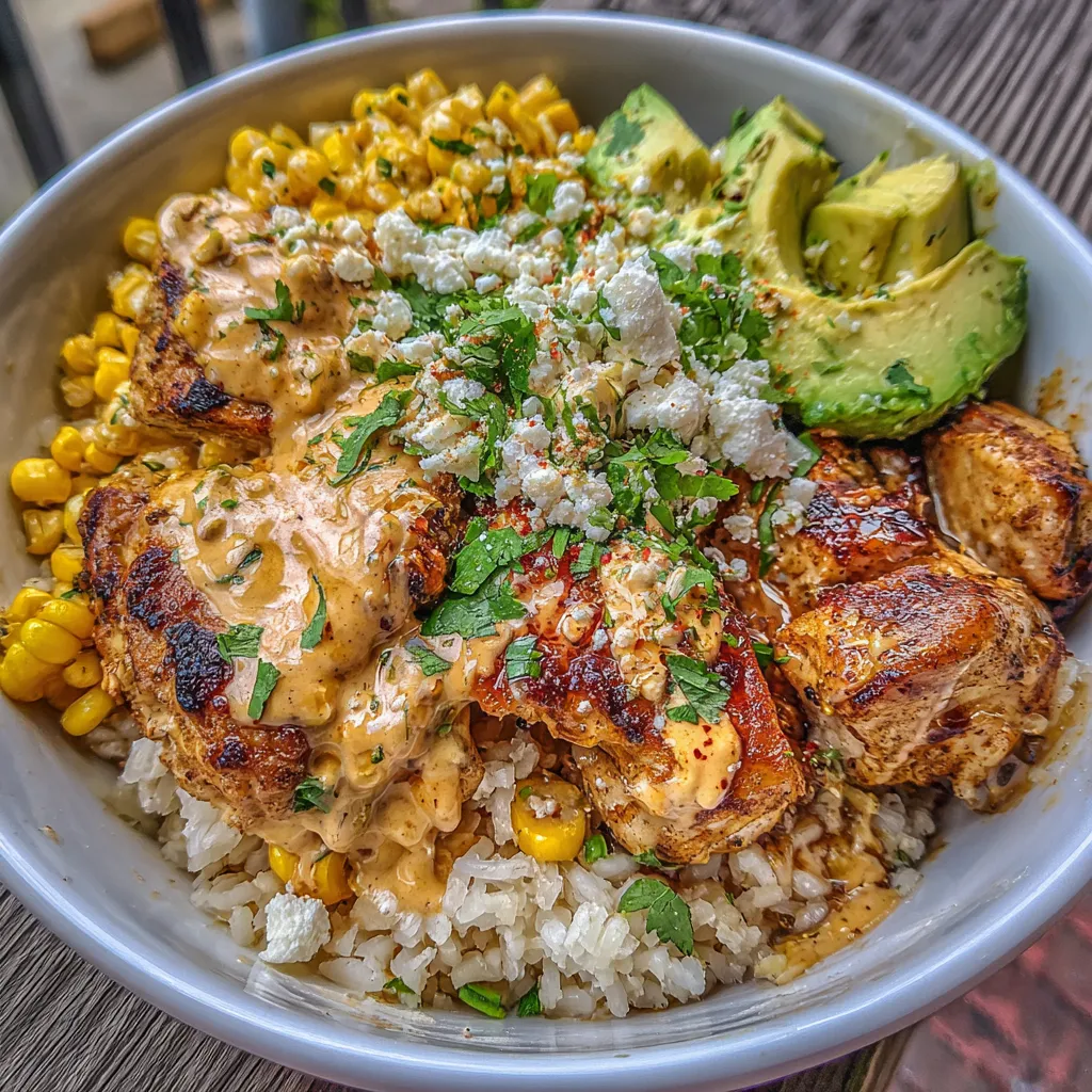 Street corn chicken rice bowl