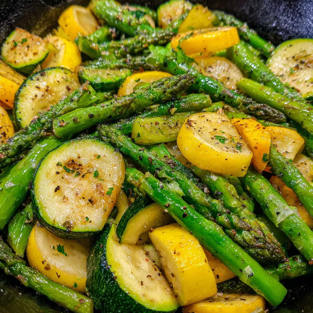 Colorful zucchini squash asparagus vegetables