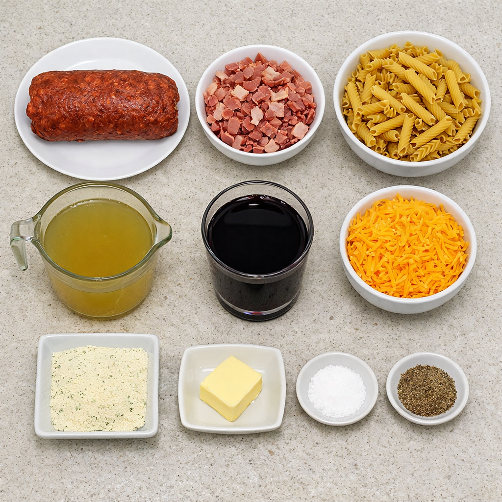 BBQ Ranch Meatball Cheddar Pasta Skillet