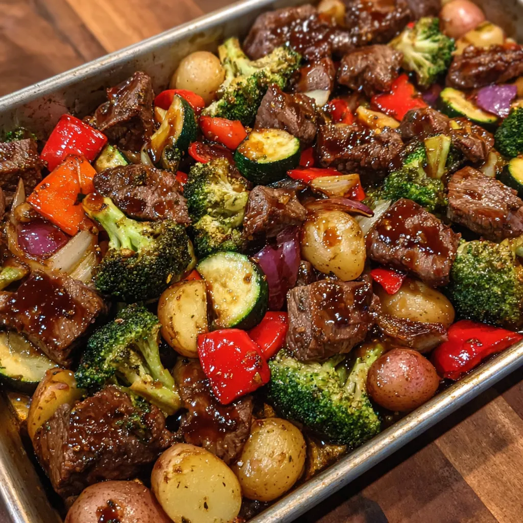 Balsamic steak bites with veggies