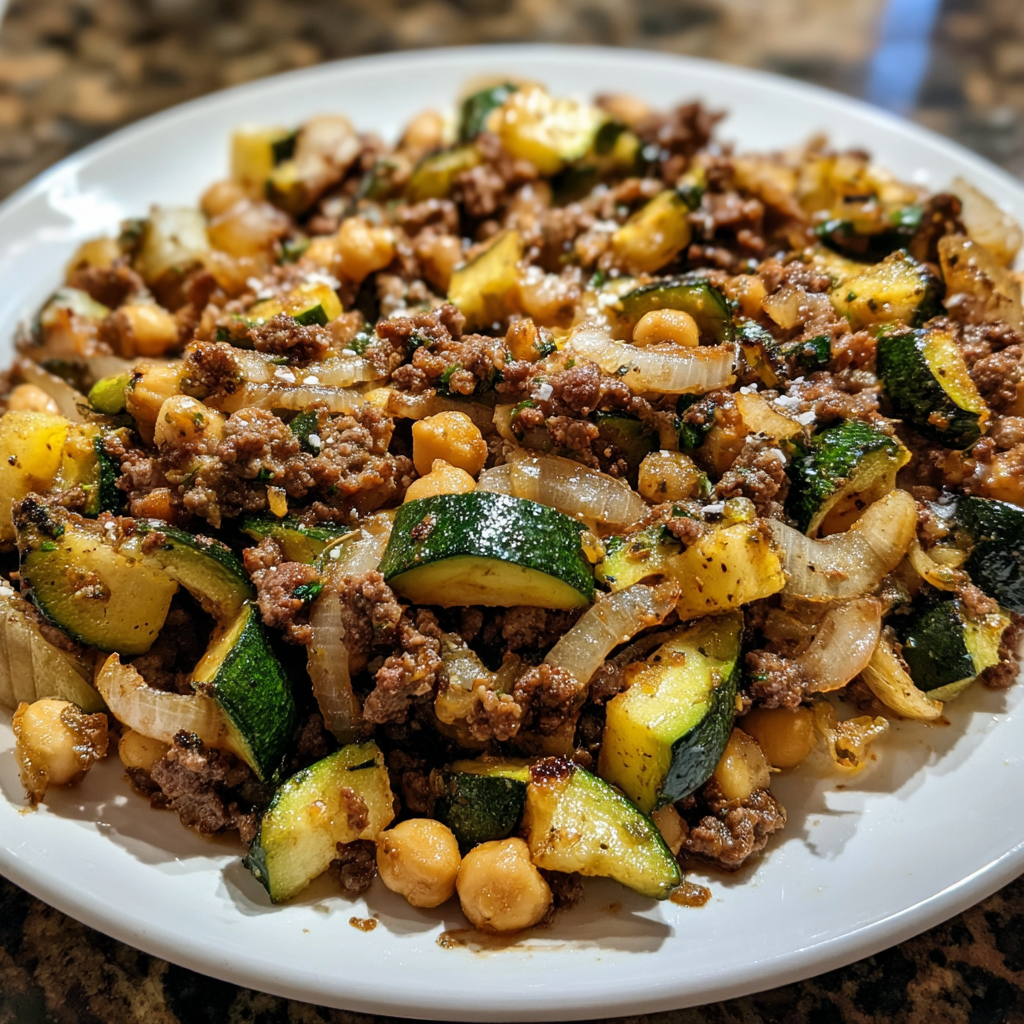 Beef Zucchini Chickpea Skillet