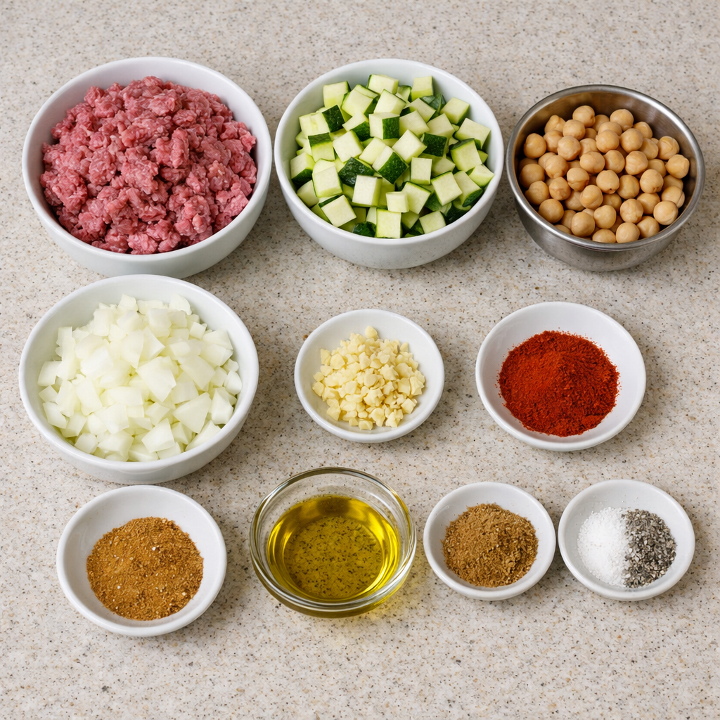 Beef Zucchini Chickpea Skillet