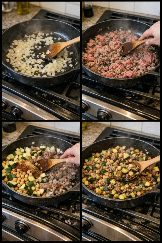 Beef Zucchini Chickpea Skillet