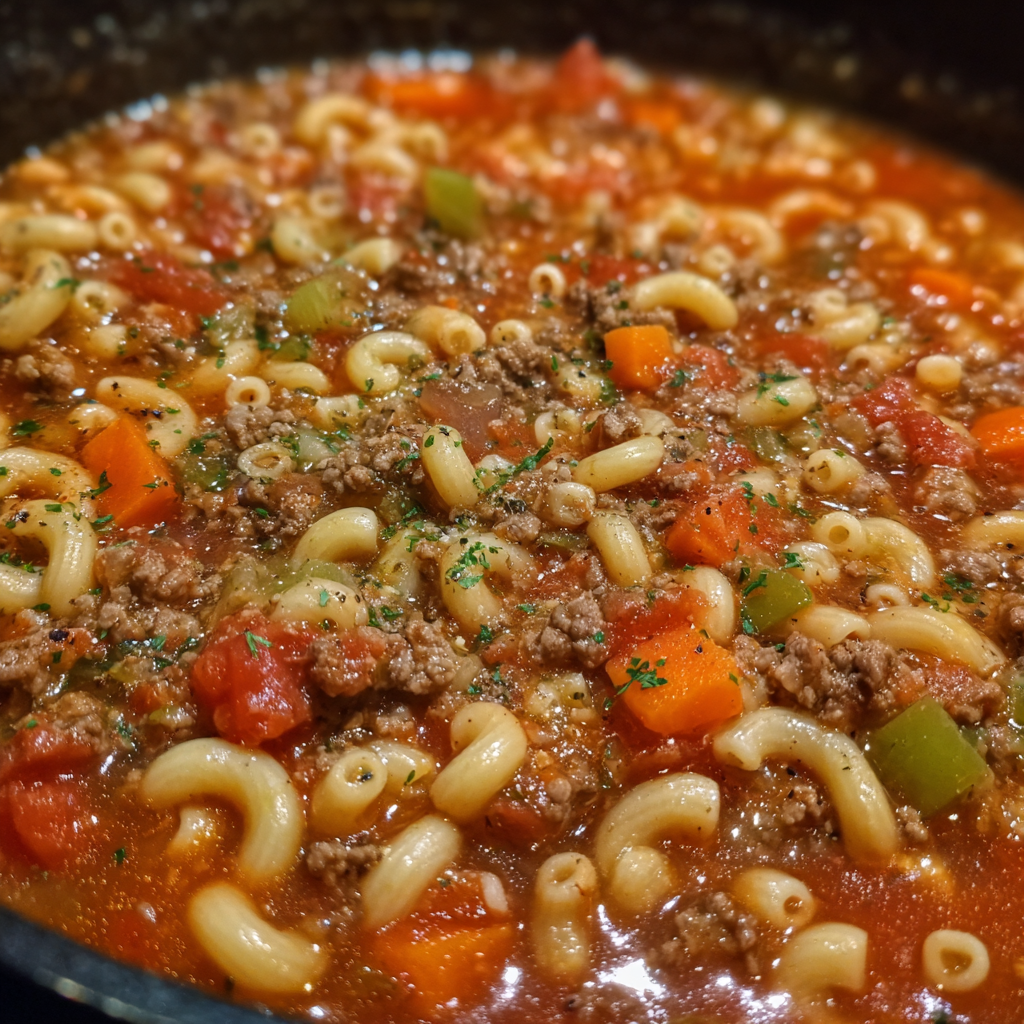 Beef and macaroni soup