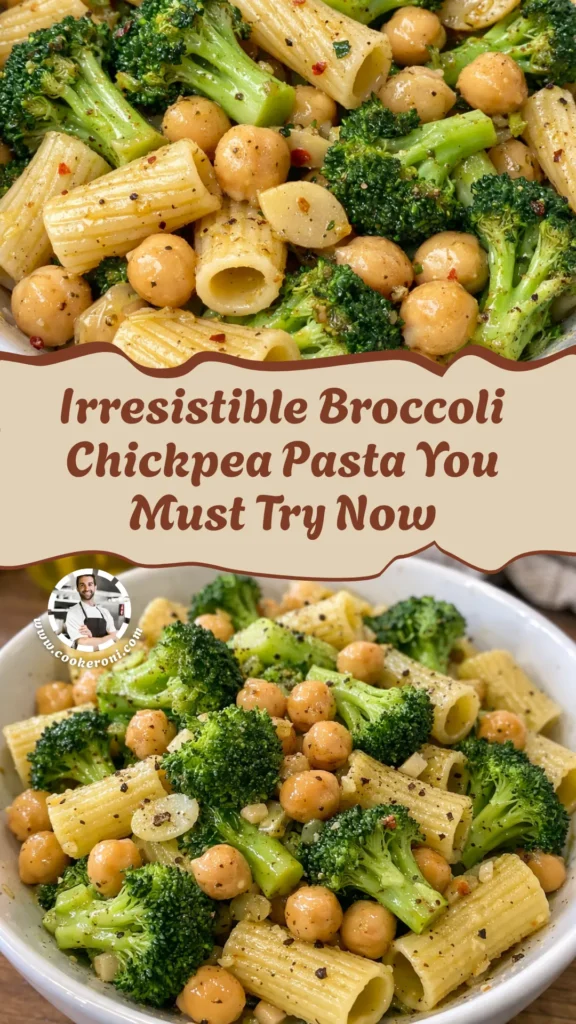 Broccoli Chickpea Pasta with Garlic Olive Oil
