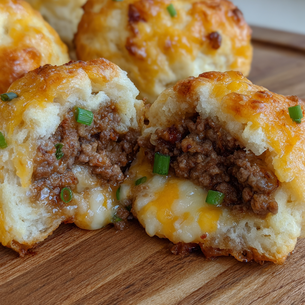 Cheesy Beef Biscuit Bombs