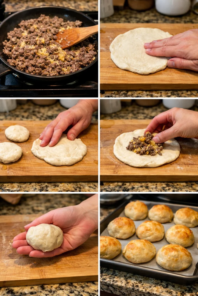Cheesy Beef Biscuit Bombs