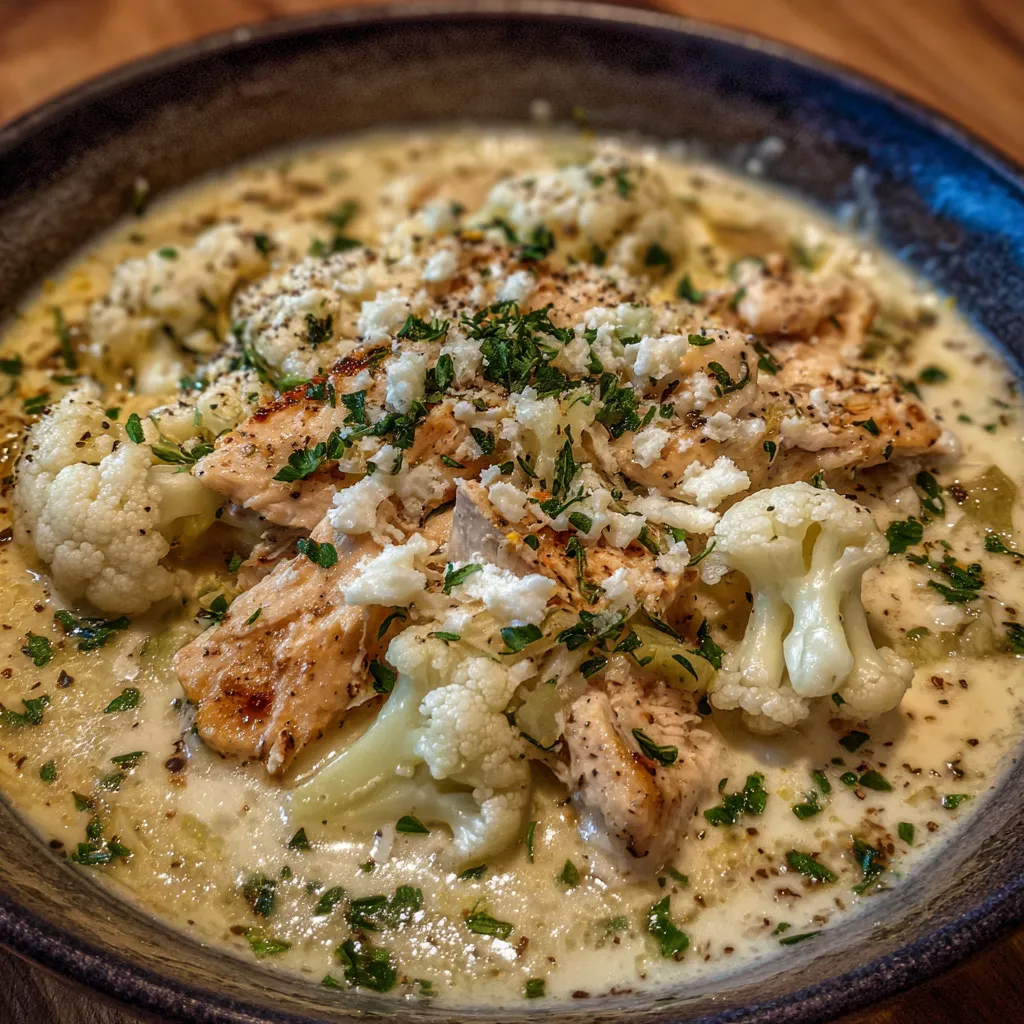 Creamy chicken cauliflower soup