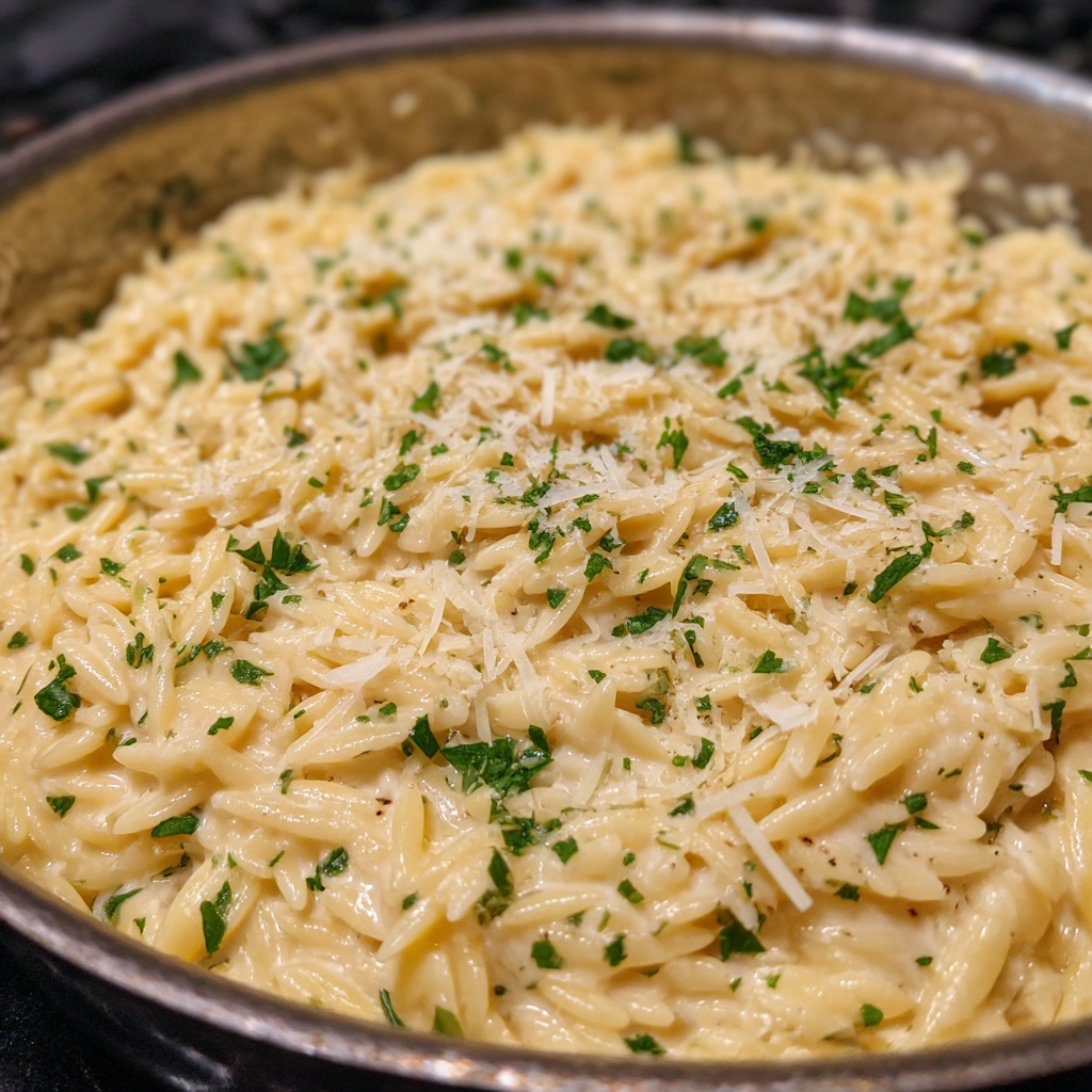 Creamy Garlic Parmesan Orzo Recipe
