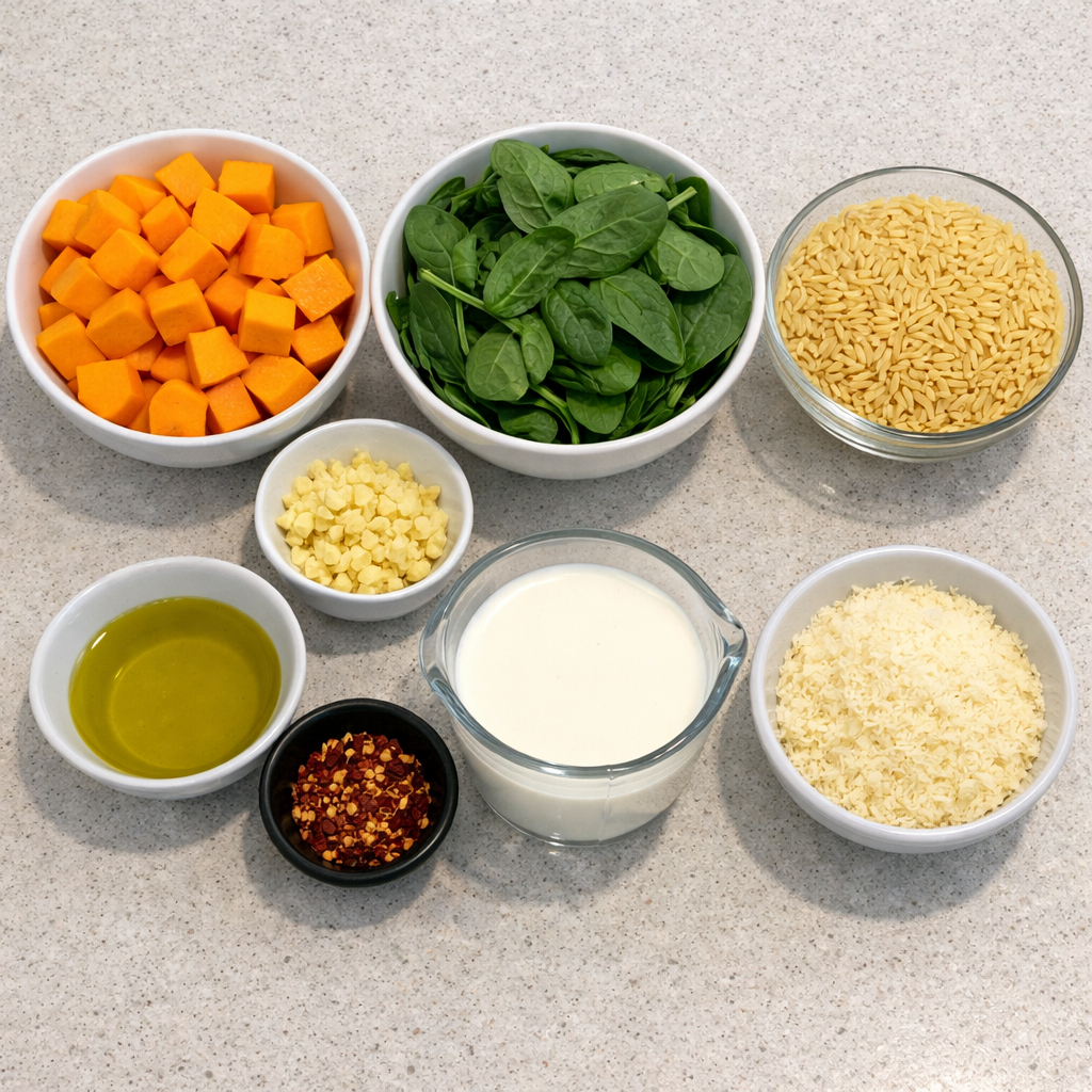 Creamy Orzo with Butternut Squash and Spinach
