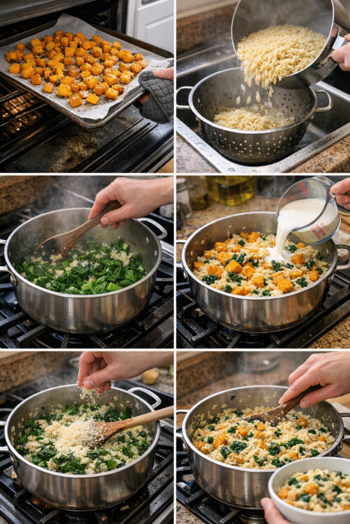 Creamy Orzo with Butternut Squash and Spinach
