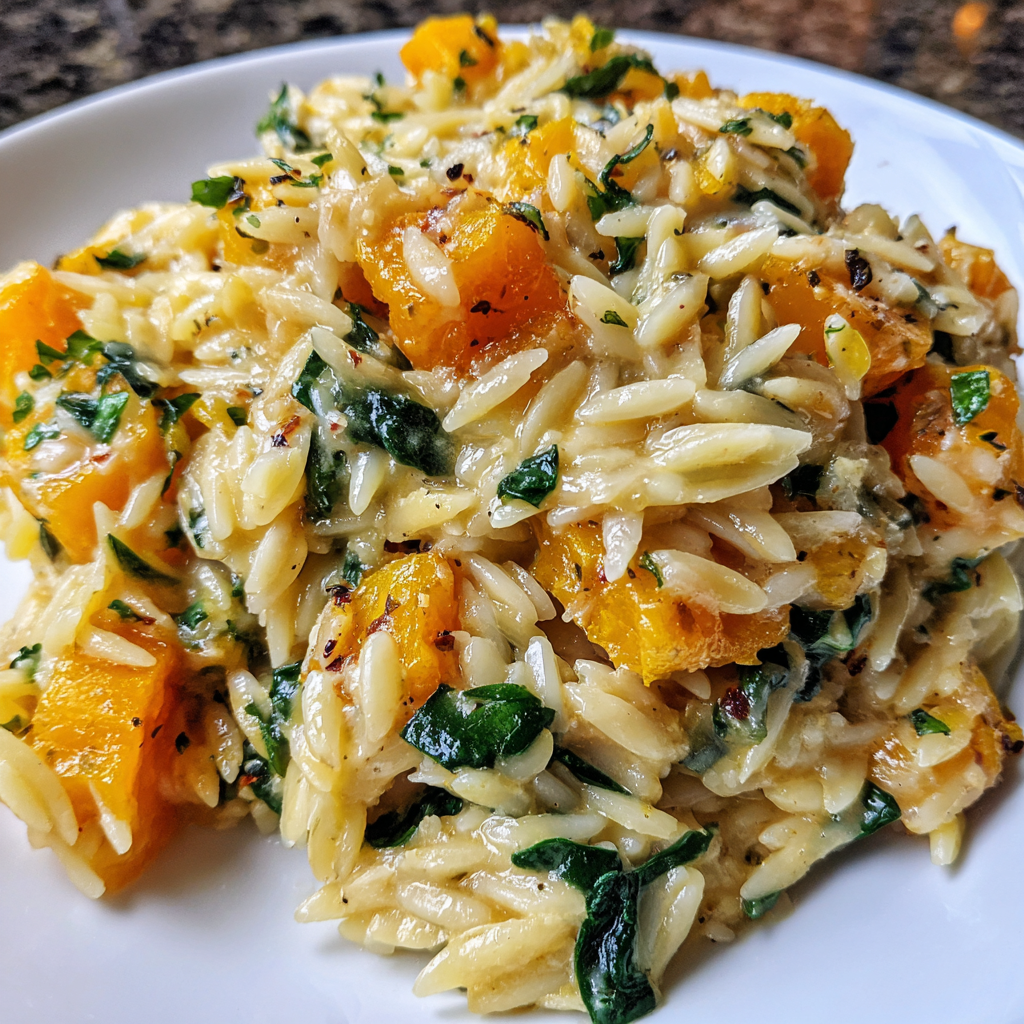Creamy Orzo with Butternut Squash and Spinach