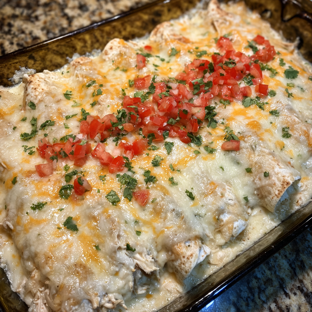 Creamy Queso Chicken Enchiladas