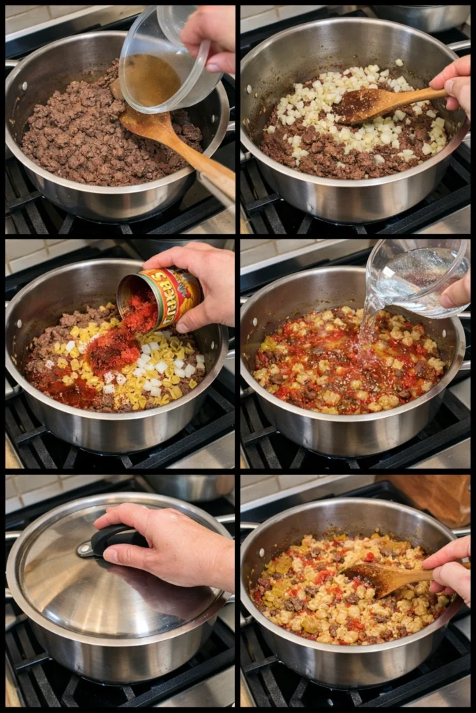Creamy Rotel Pasta with Ground Beef