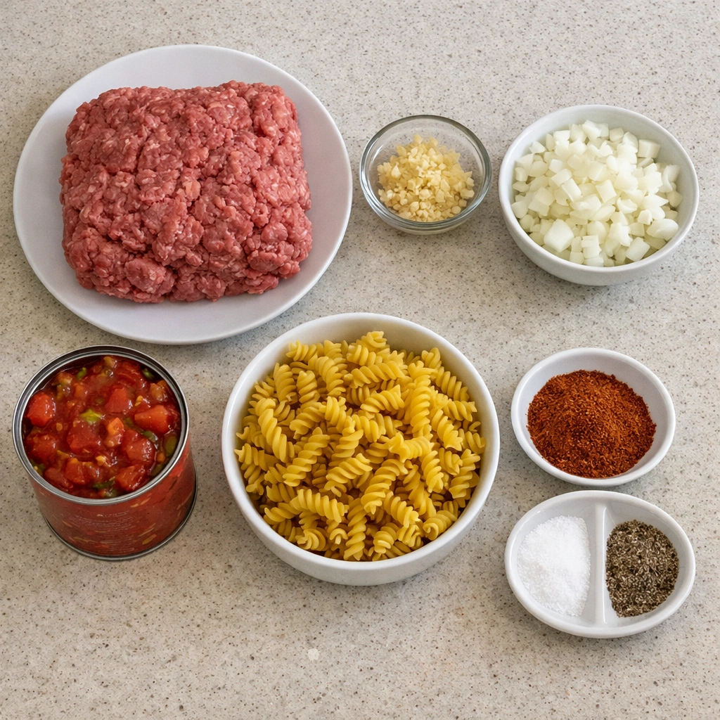 Creamy Rotel Pasta with Ground Beef