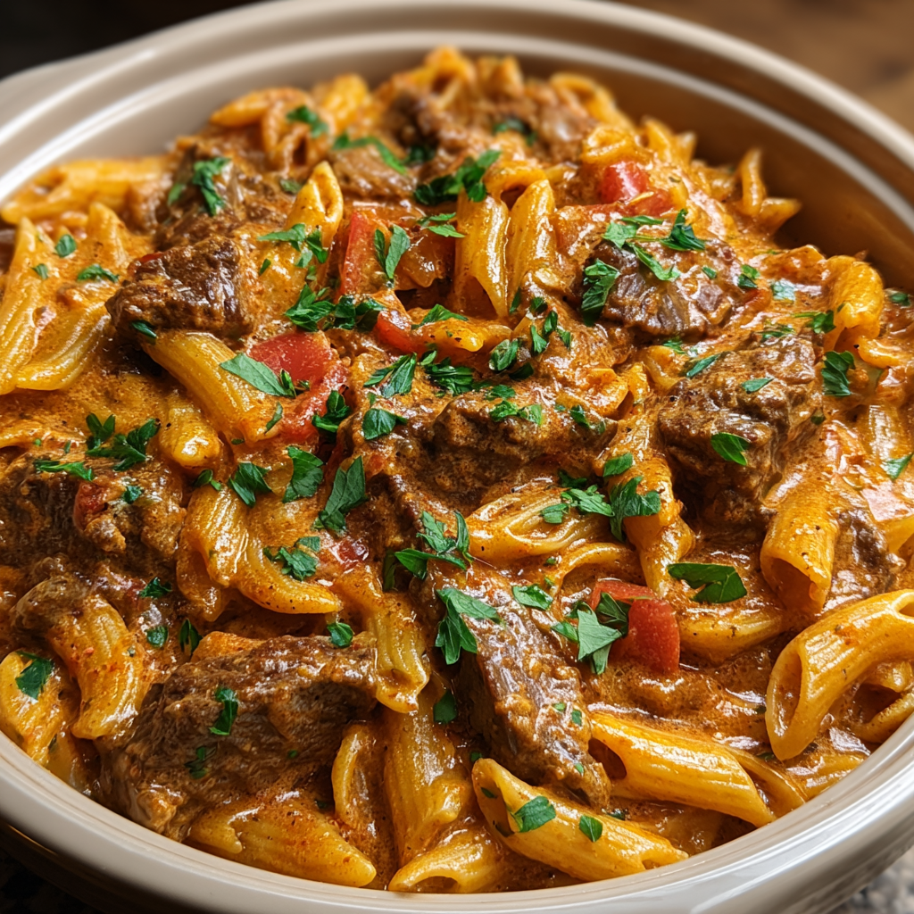Crock Pot Creamy Cajun Beef Pasta