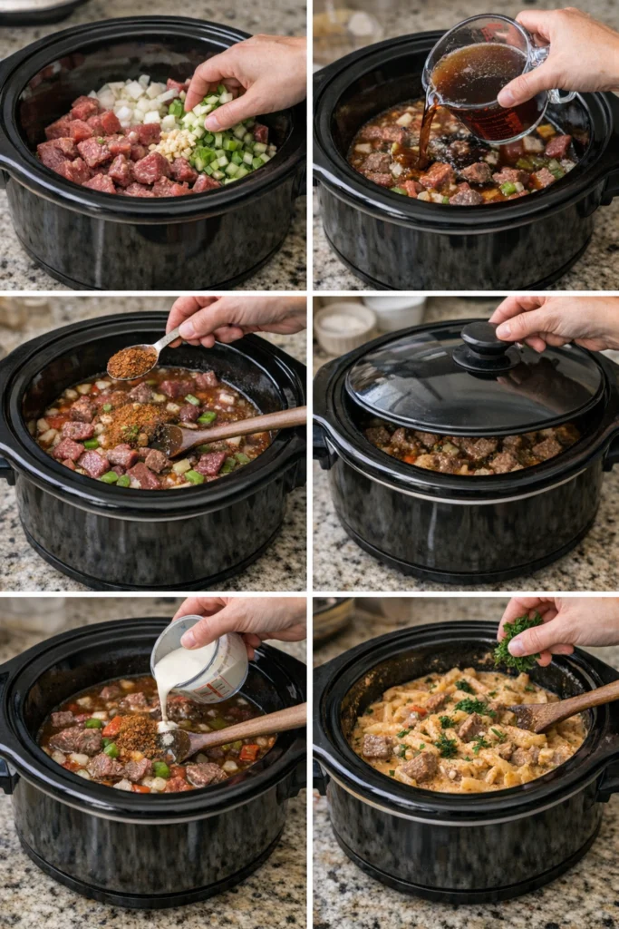 Crock Pot Creamy Cajun Beef Pasta