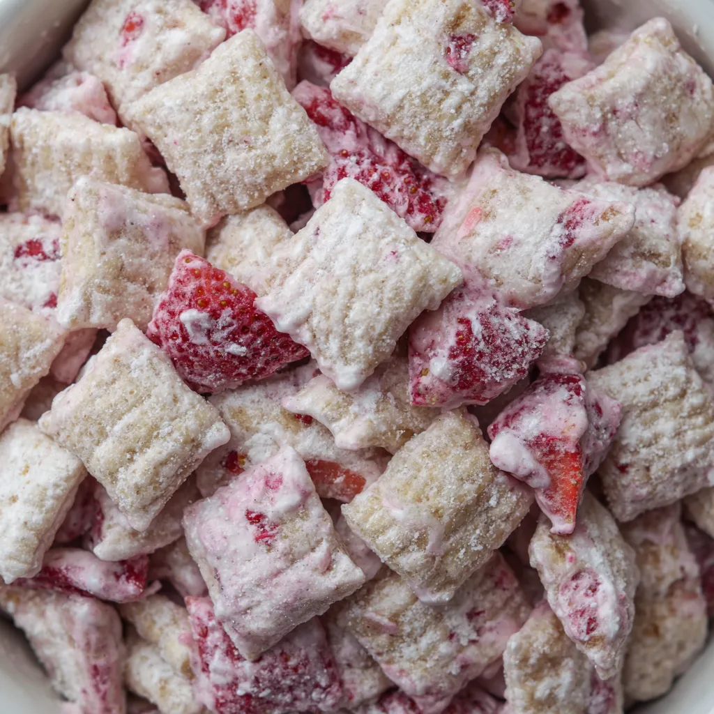 Strawberry cereal snack mix dessert