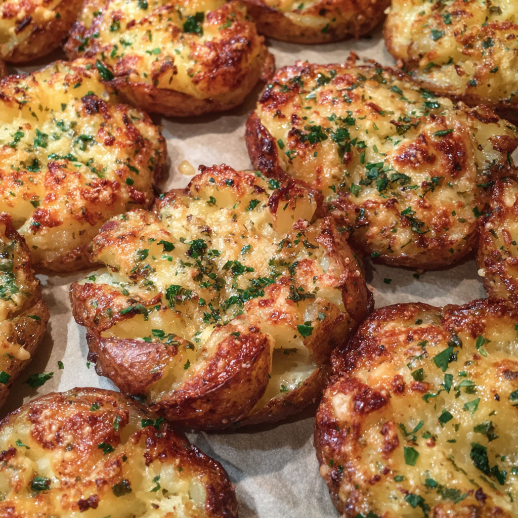 Garlic Parmesan Smashed Potatoes