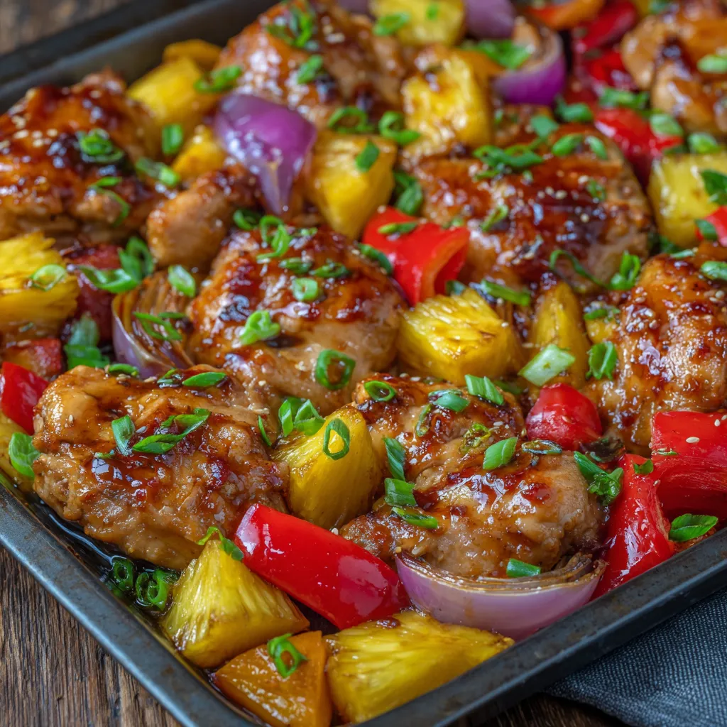 Teriyaki pineapple chicken sheet pan