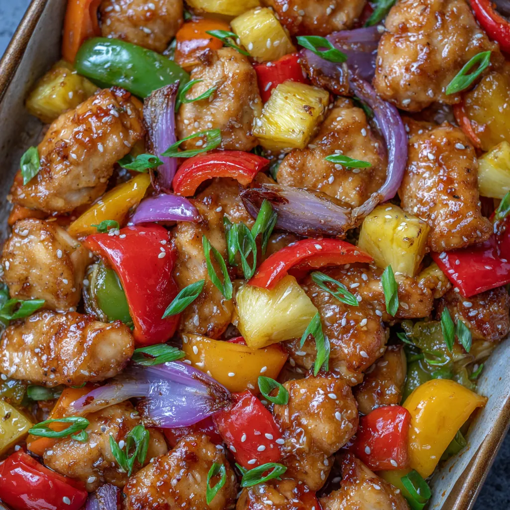 Sweet and savory pineapple chicken dinner