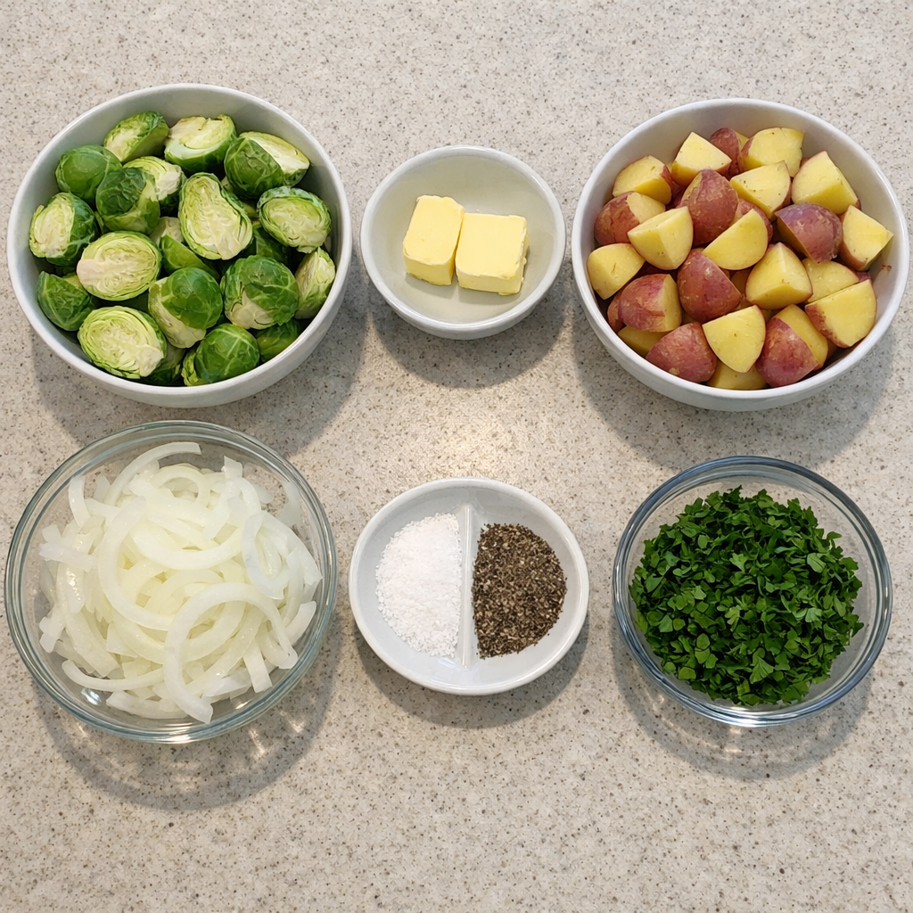 Herb-Roasted Brussels Sprouts & Golden Potatoes