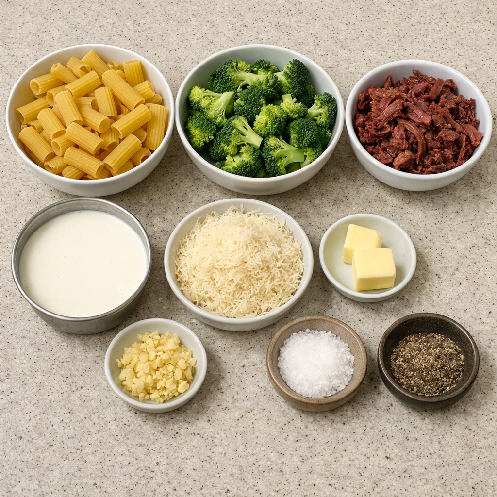 High Protein Broccoli Beef Pasta