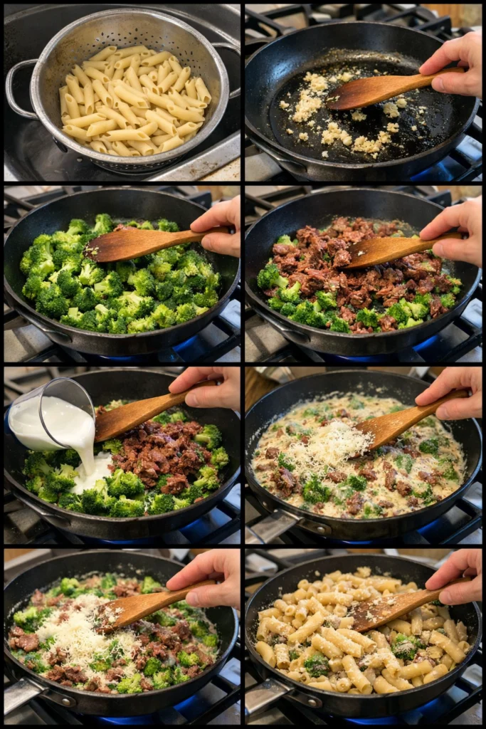 High Protein Broccoli Beef Pasta