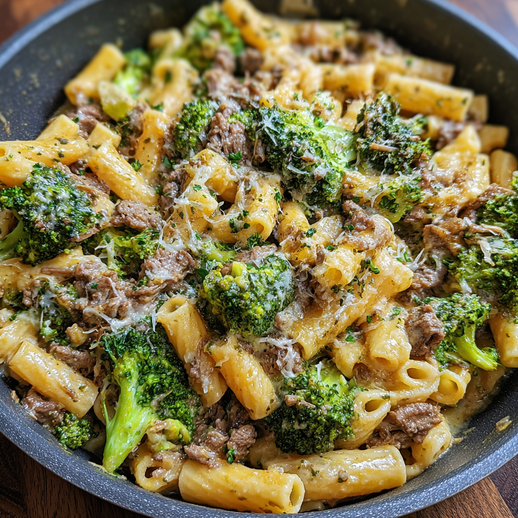 High Protein Broccoli Beef Pasta
