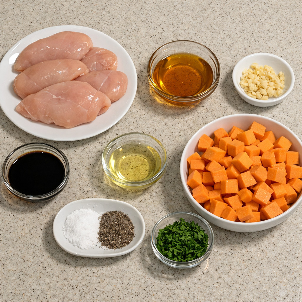 Honey Garlic Chicken with Sweet Potato