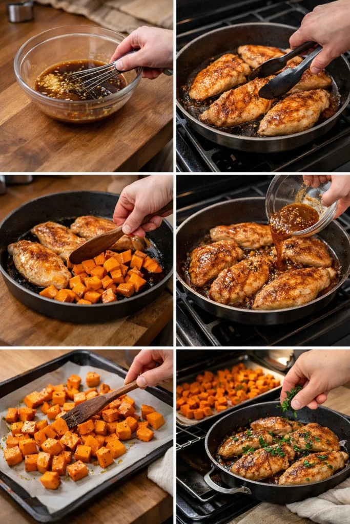 Honey Garlic Chicken with Sweet Potato