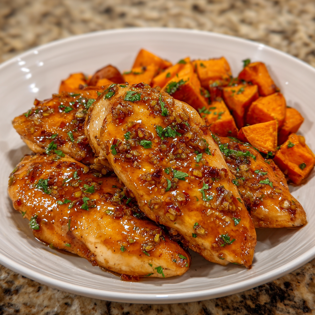 Honey Garlic Chicken with Sweet Potato