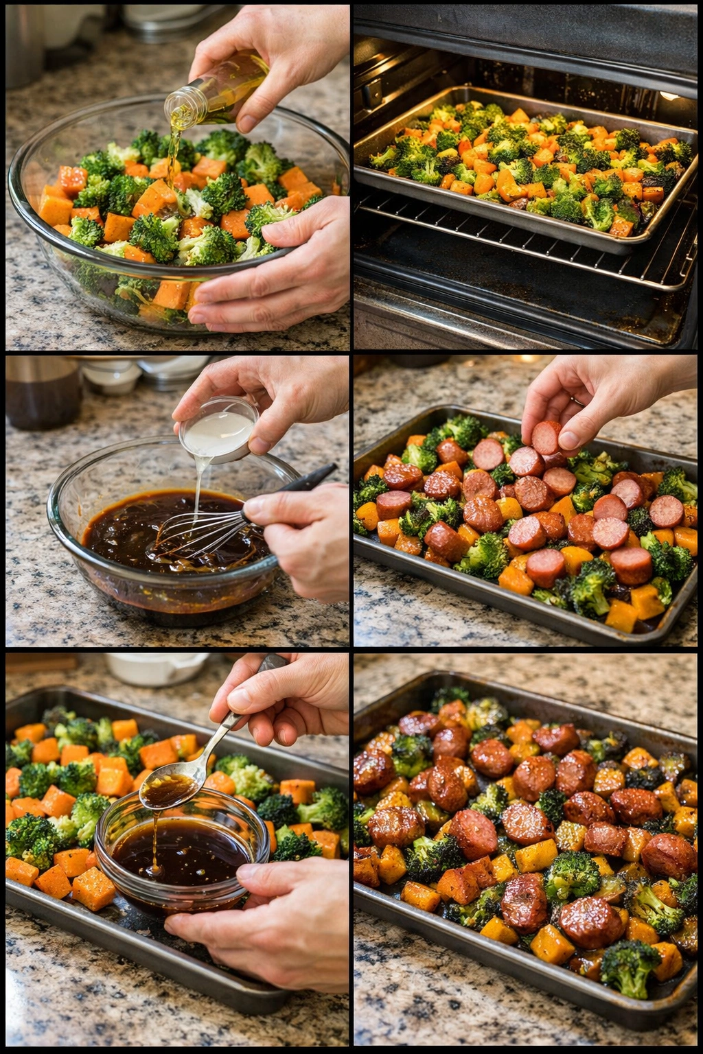 Honey Garlic Turkey Sausage and Sweet Potato Sheet Pan Dinner